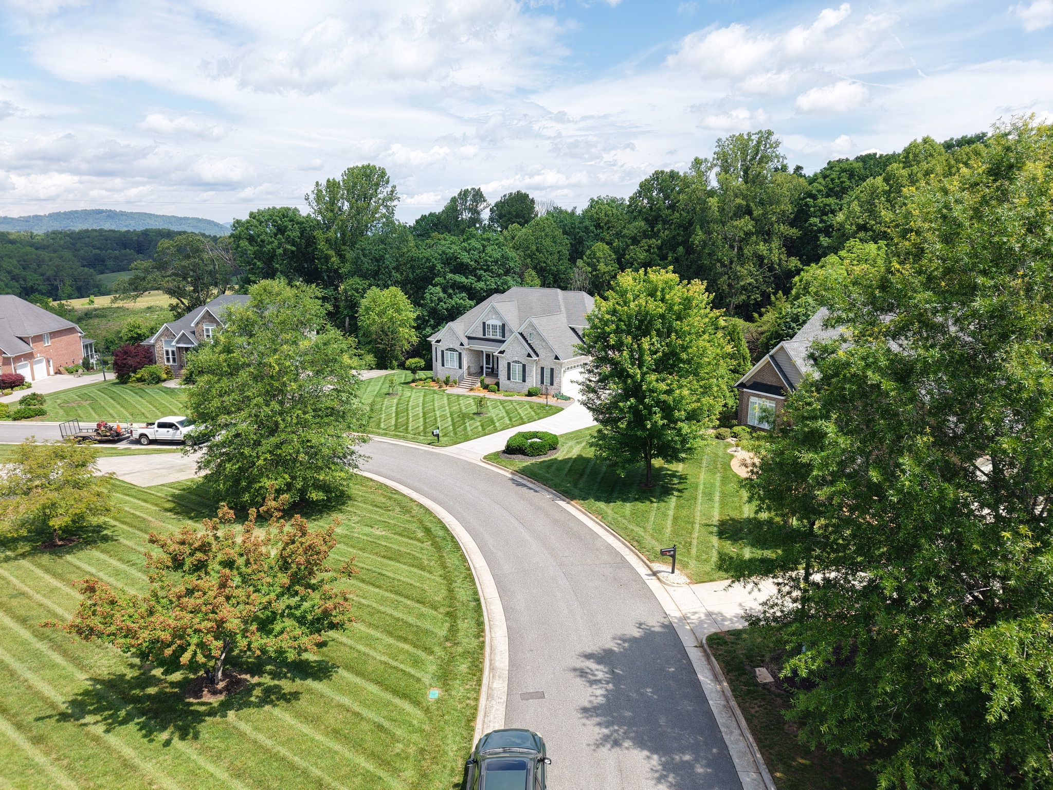 Freshly mowed lawn with crisp striping